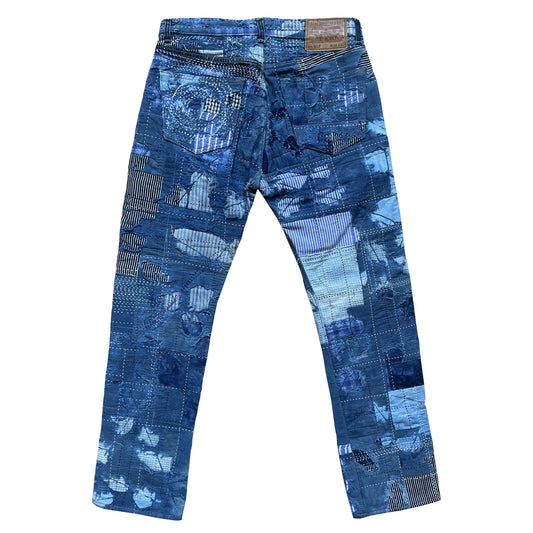 Indigo Boro Sashiko Distressed 501 Jeans - W30"