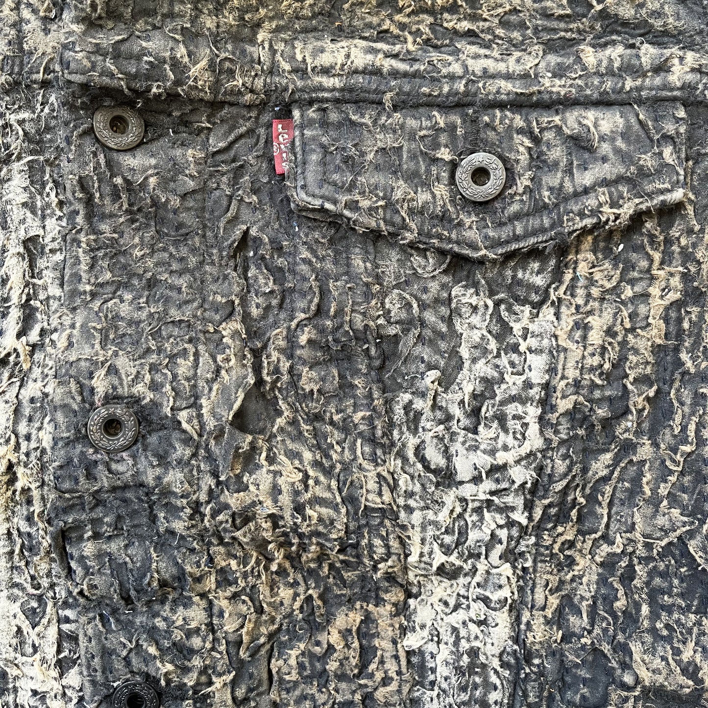 Boro Sashiko Distressed Denim Trucker Jacket - L