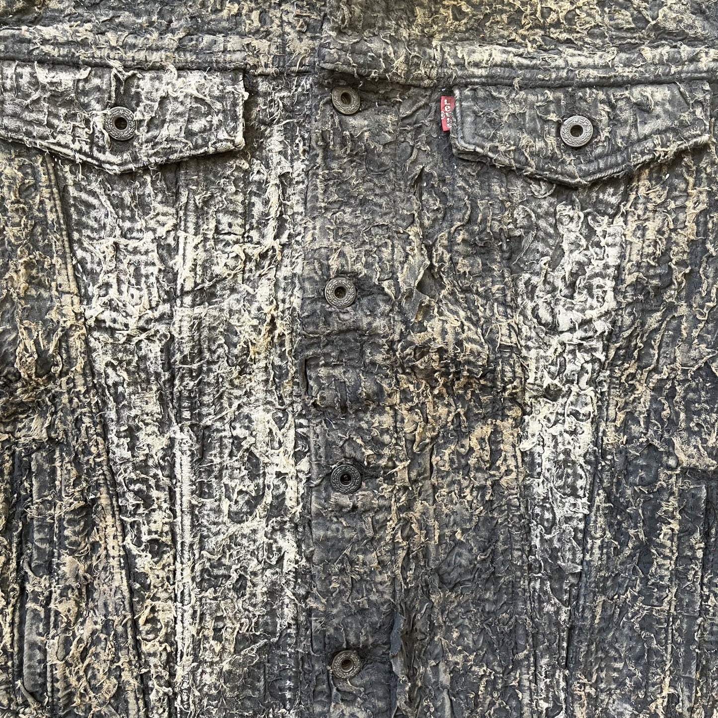 Boro Sashiko Distressed Denim Trucker Jacket - L