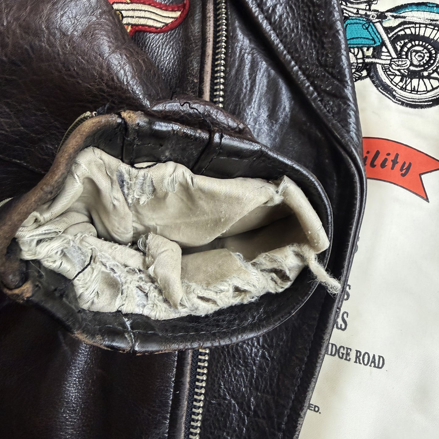 Avirex 'Slow Curves Ahead' Leather Biker Jacket - S/M