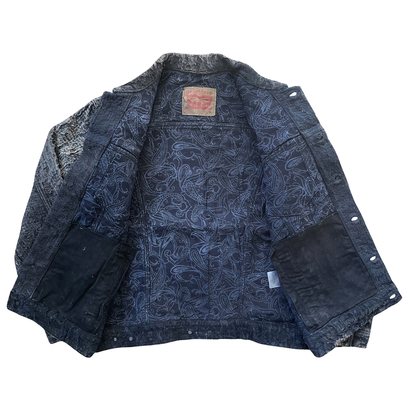 Boro Sashiko Distressed Denim Trucker Jacket - L