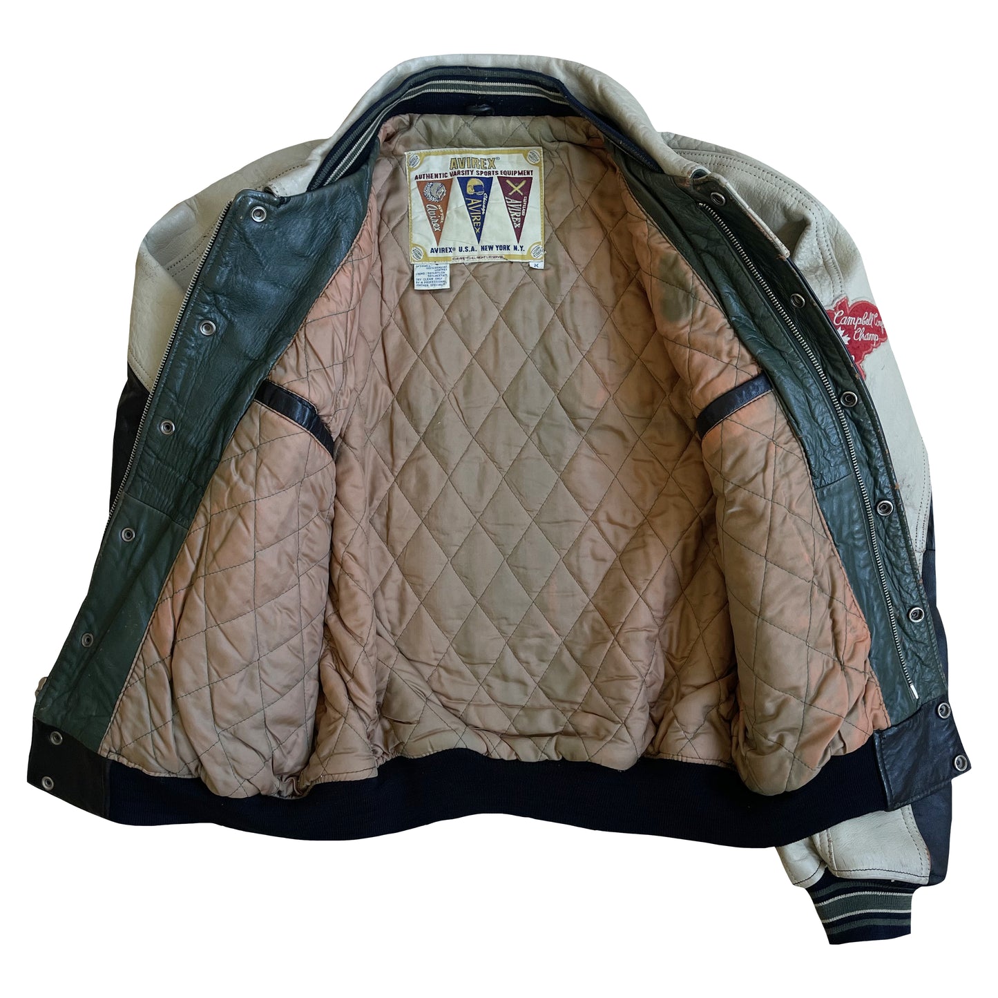 Avirex Wild Bears Leather Varsity Jacket - M