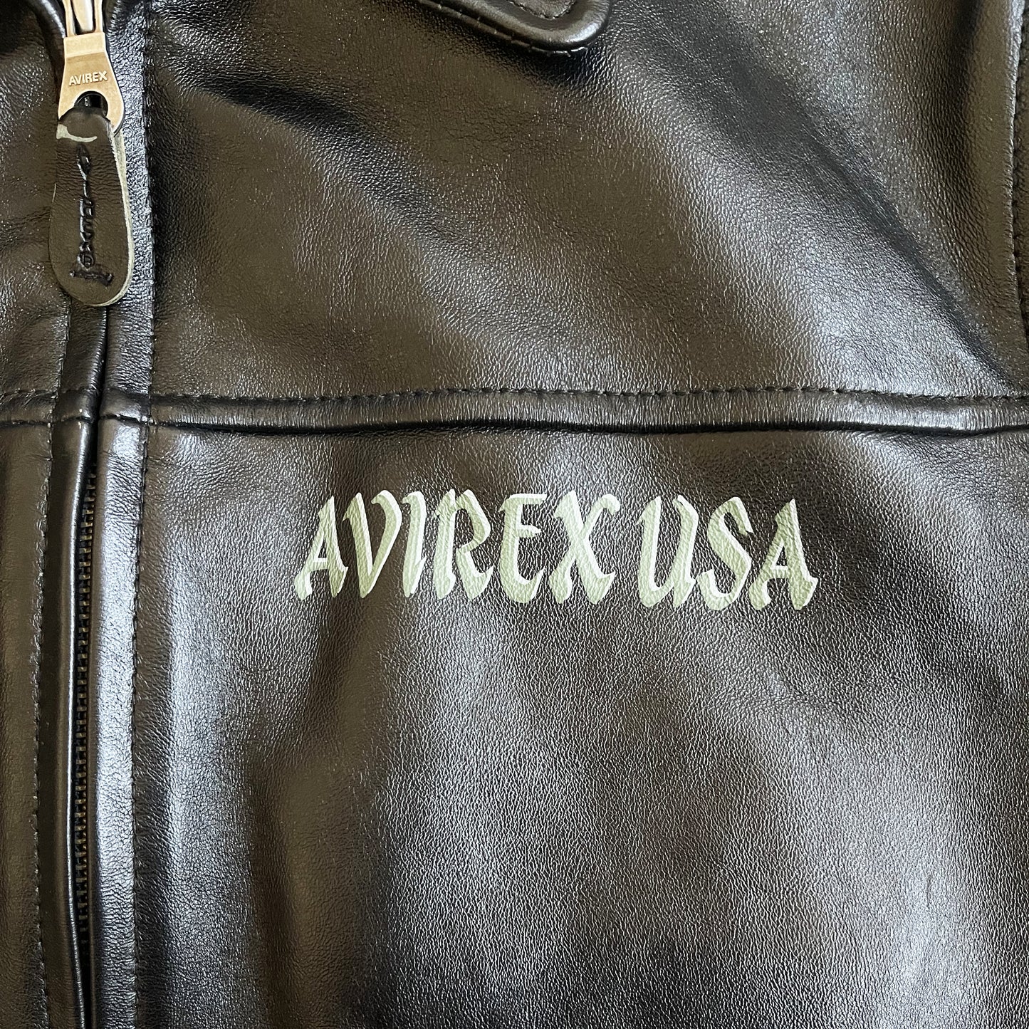 Avirex Hand Painted Dragon Leather Jacket - L