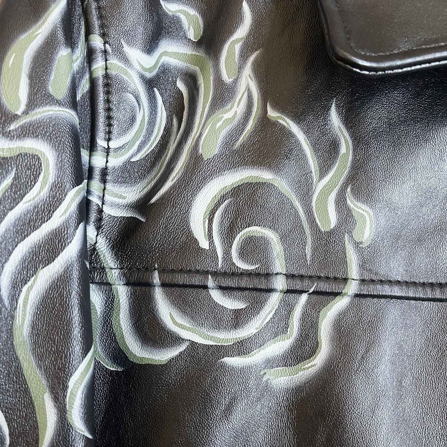 Avirex Hand Painted Dragon Leather Jacket - L