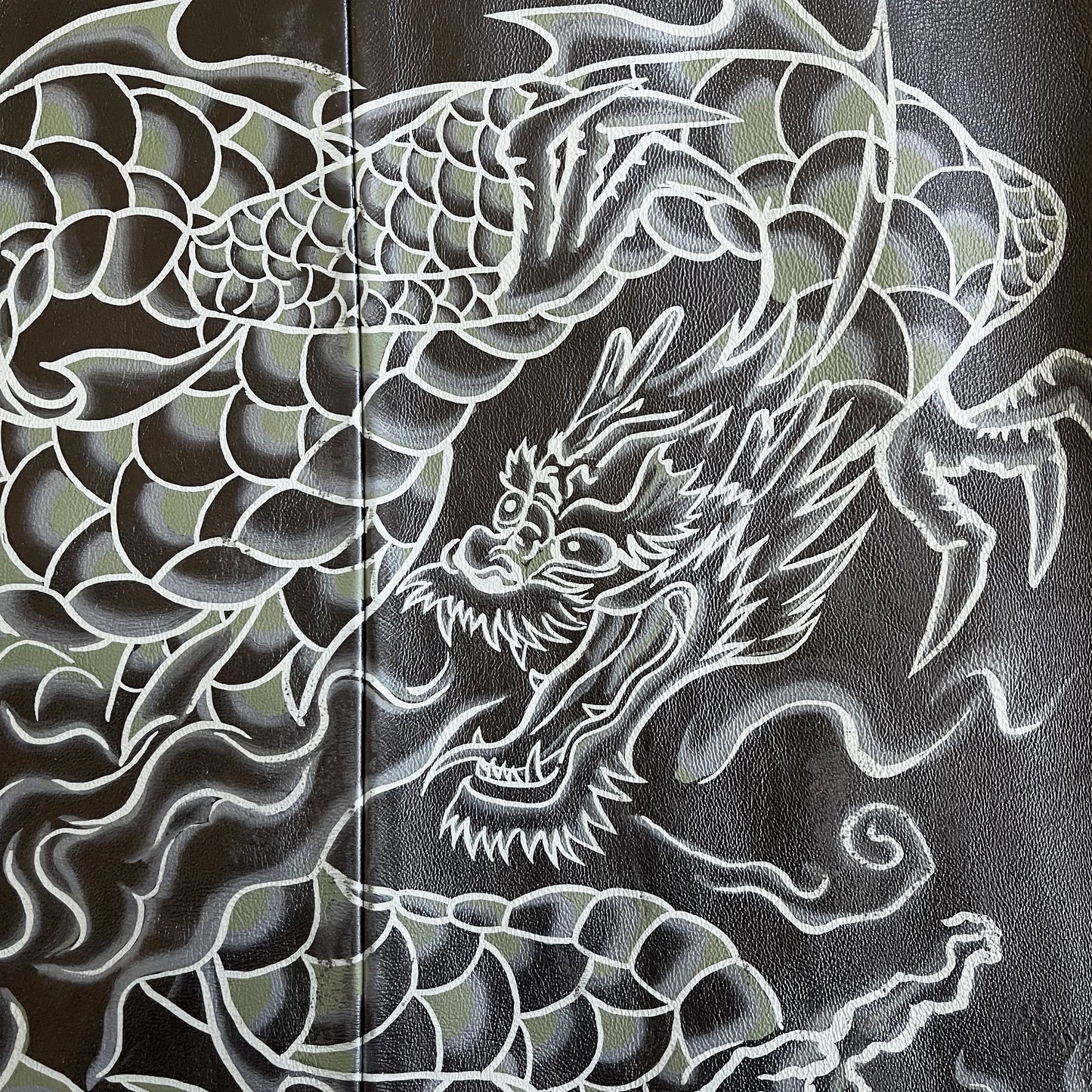 Avirex Hand Painted Dragon Leather Jacket - L