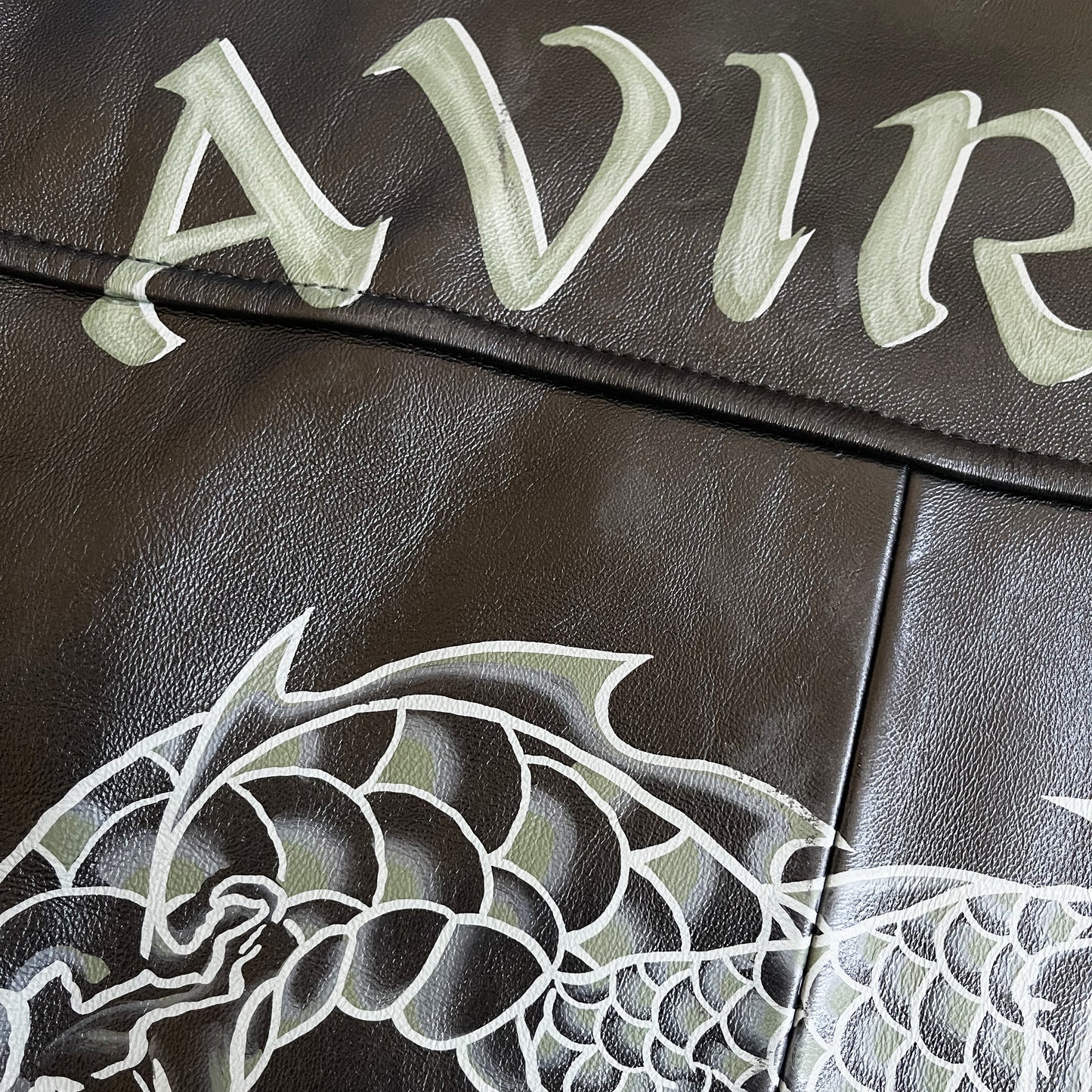 Avirex Hand Painted Dragon Leather Jacket - L