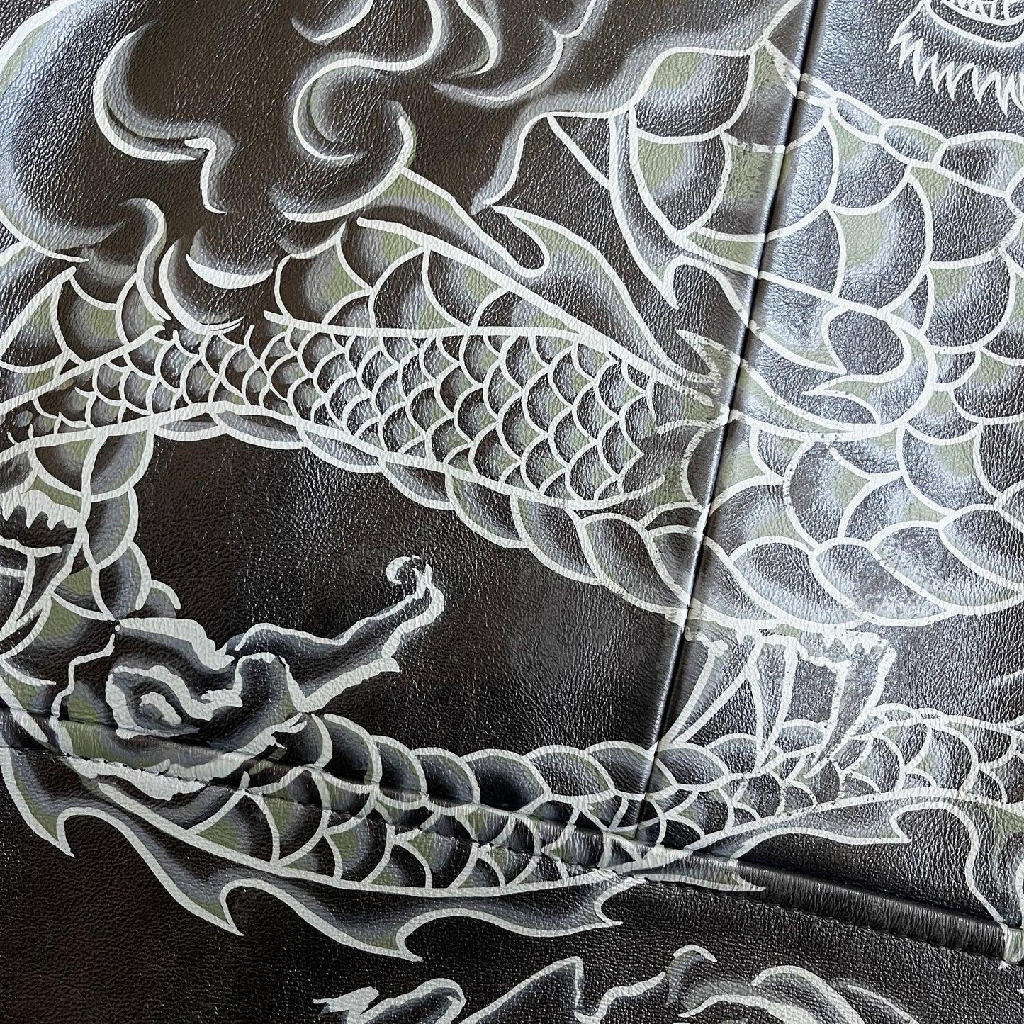 Avirex Hand Painted Dragon Leather Jacket - L