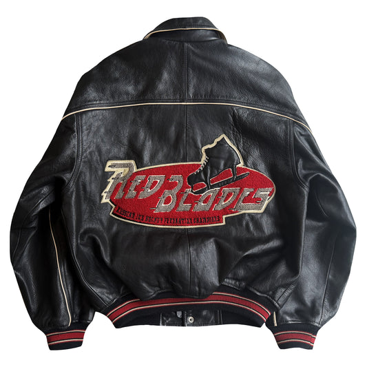 Avirex 'Russian Ice Hockey' Leather Varsity Jacket - S