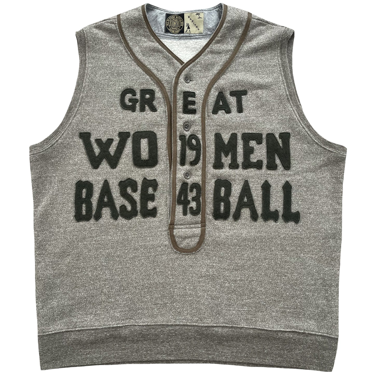 Kapital Great Women Baseball Henley Sweater Vest