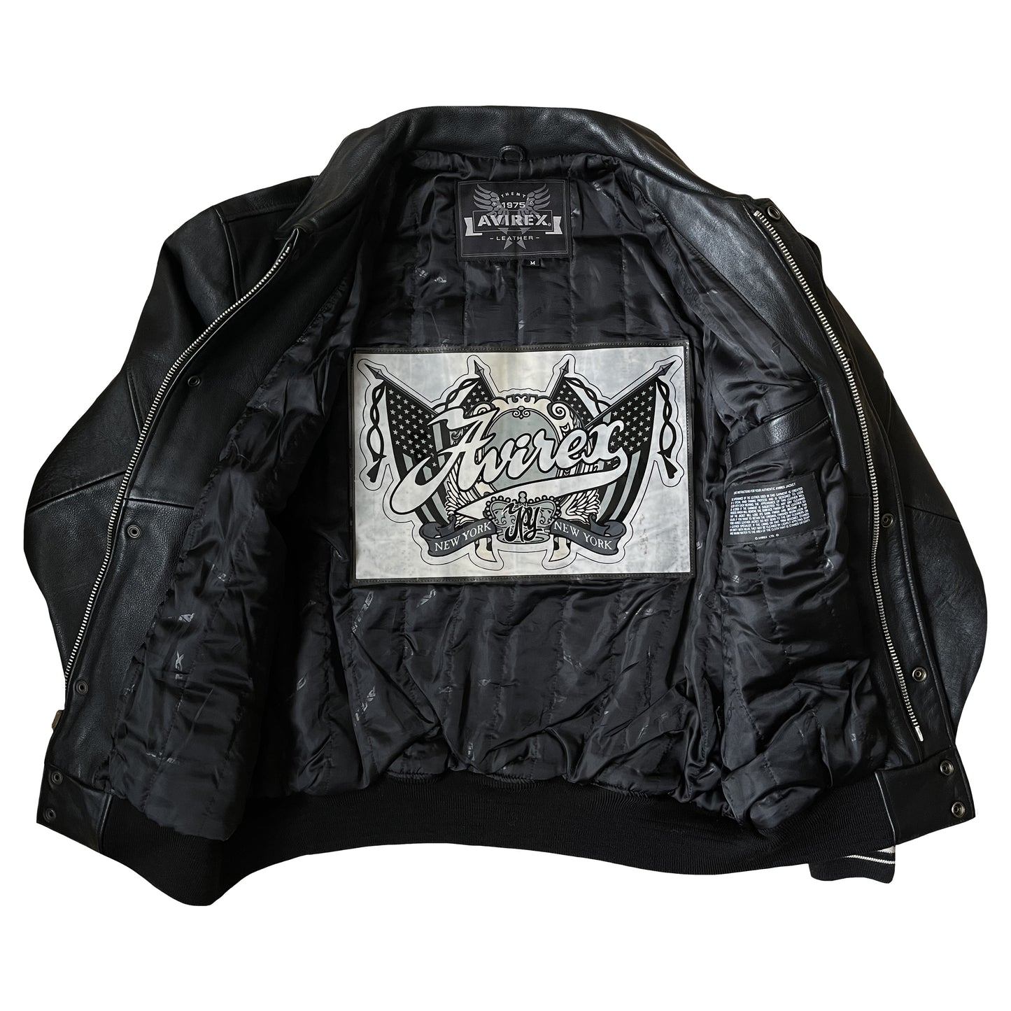 Avirex Spell Out Leather Varsity Jacket - M