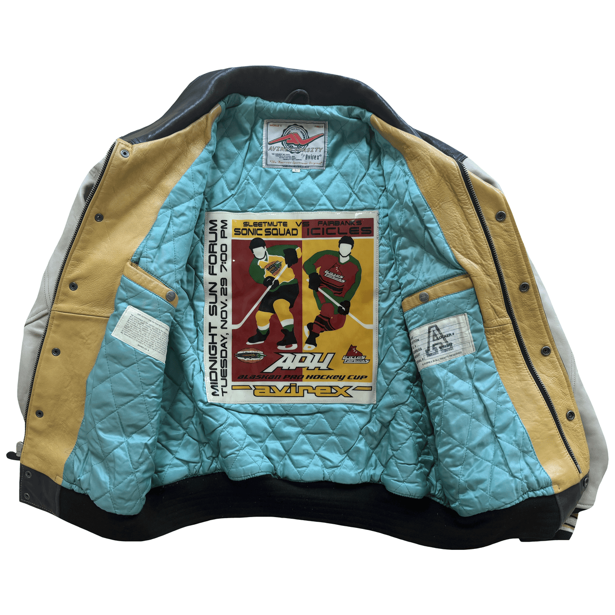 Avirex 'Sonic Squad' Leather Varsity Jacket - L