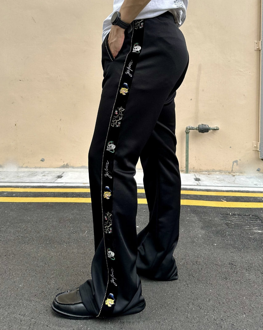 Kapital Ska Tape Jersey Flare Track Pants - M