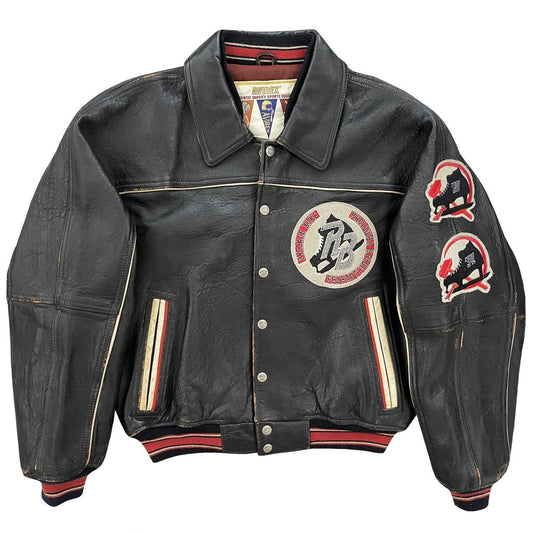 vintage avirex leather varsity jacket