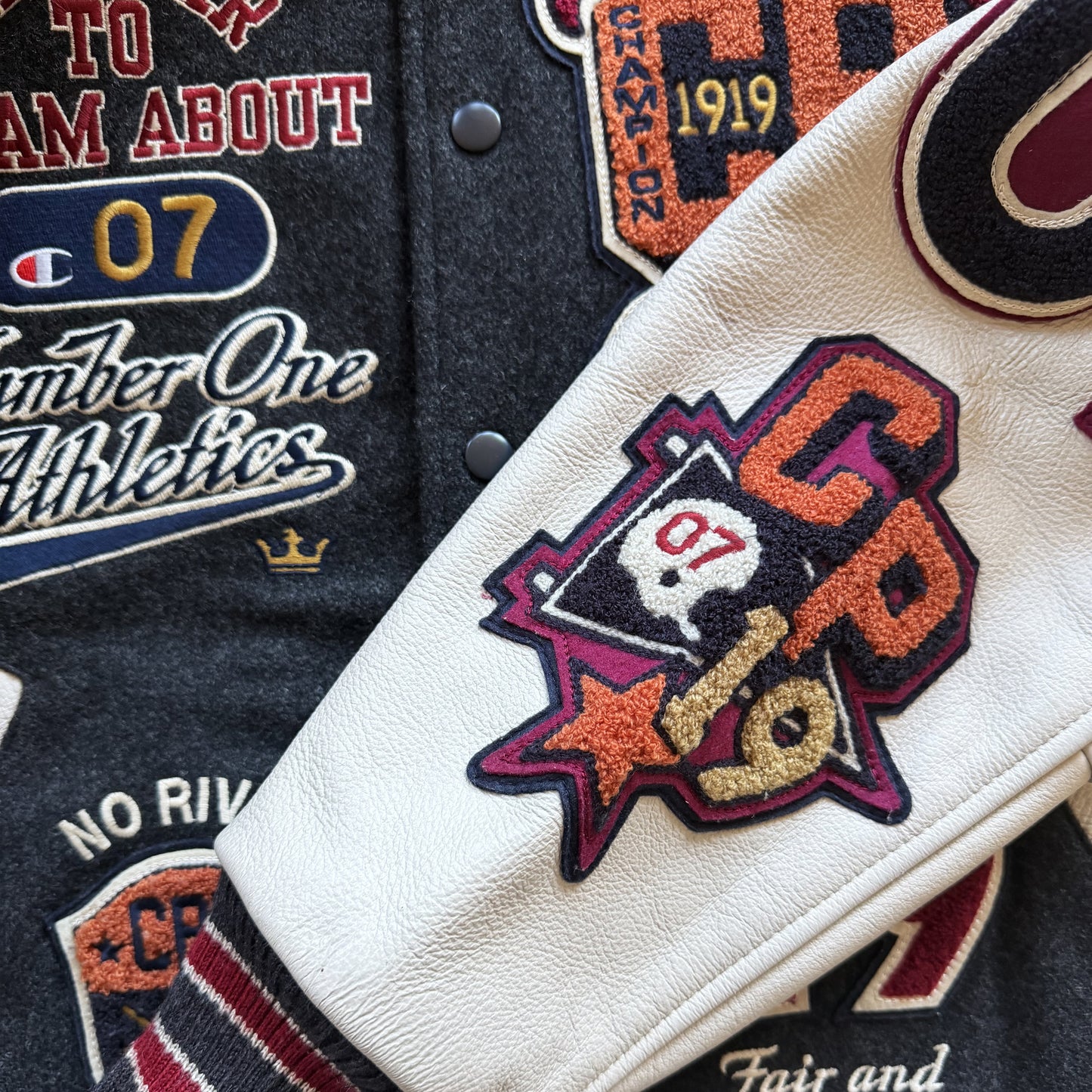 Champion 'Fair and Square Champion' Varsity Jacket - M