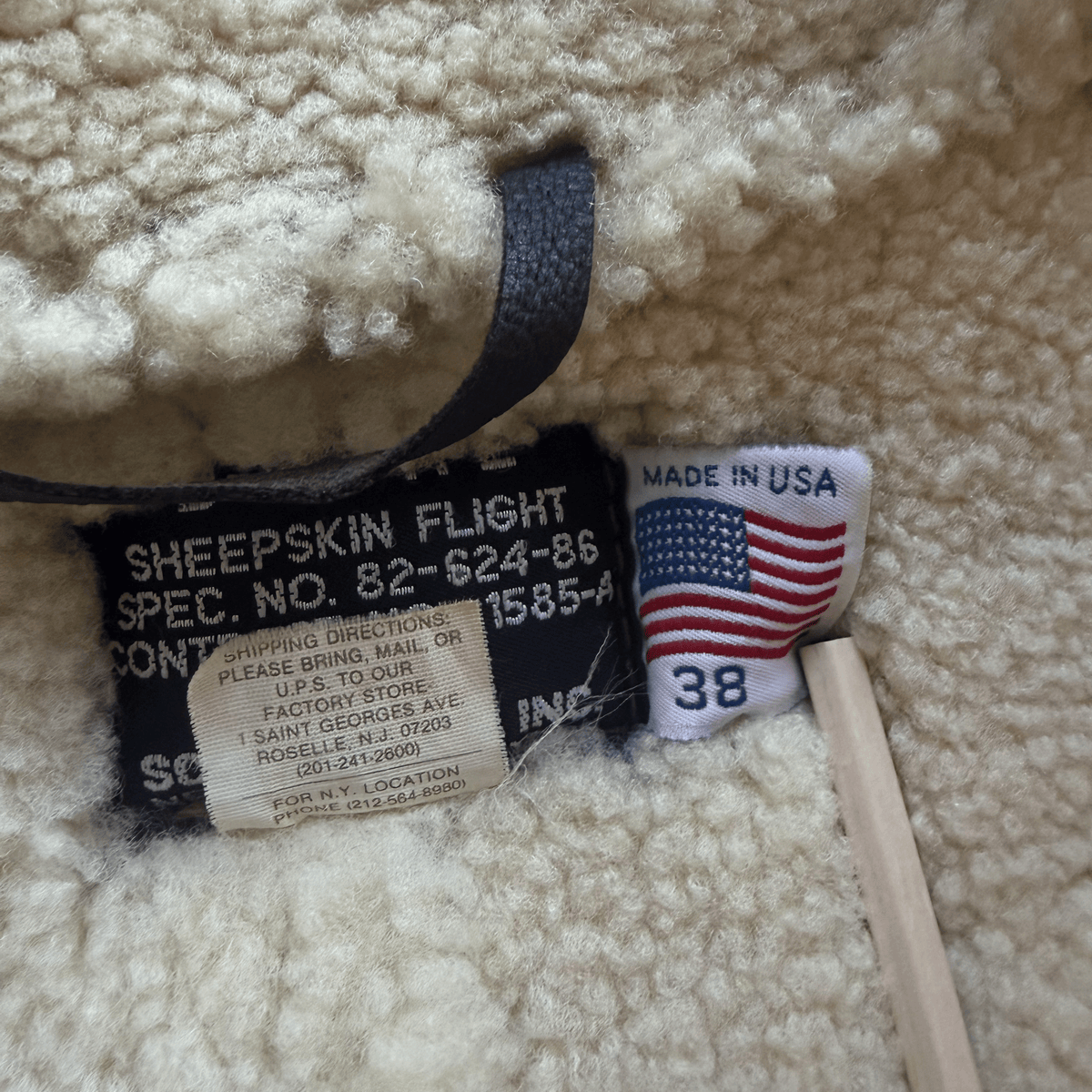 Schott B-6 Sheepskin Aviator Flight Jacket - M