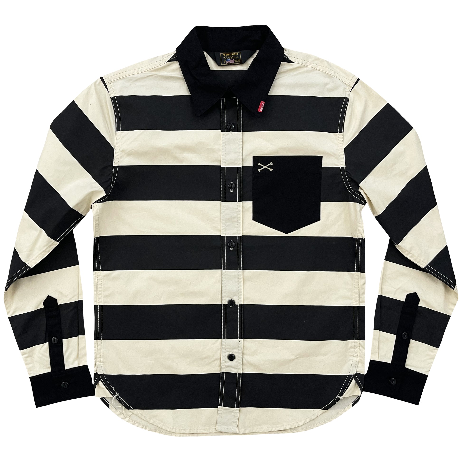 Vanson Leathers Striped Biker Shirt