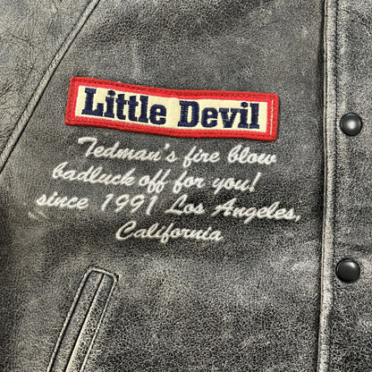 Tedman's Acid Wash Leather Varsity Jacket - L