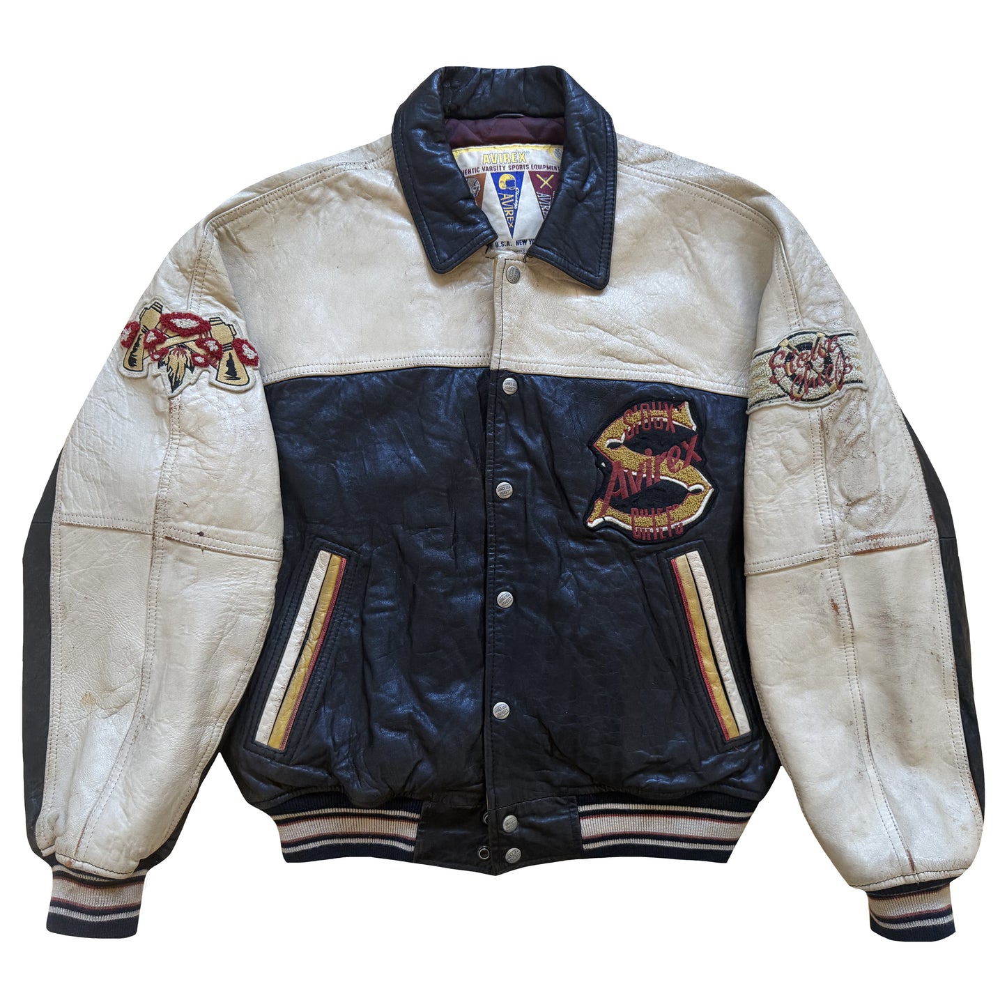 Avirex 'Sioux Chiefs' Leather Varsity Jacket - M
