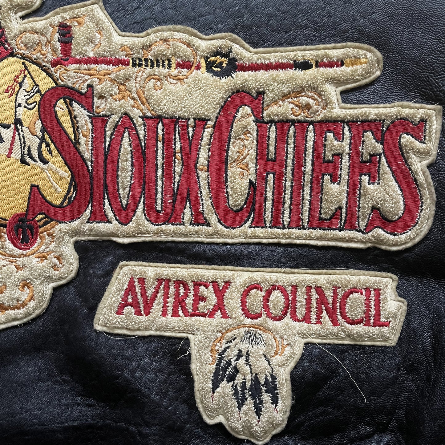 Avirex 'Sioux Chiefs' Leather Varsity Jacket - M