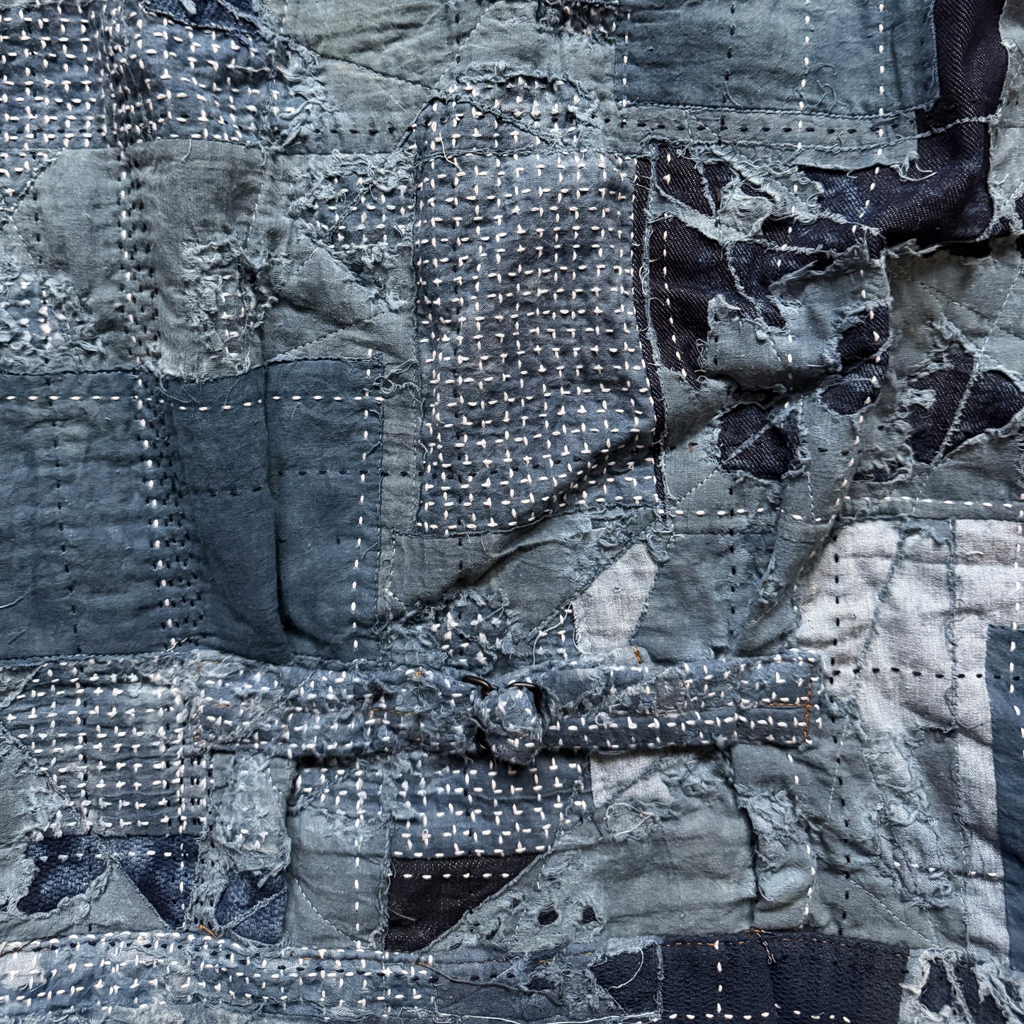Indigo Boro Sashiko Distressed Denim Trucker Jacket - XL