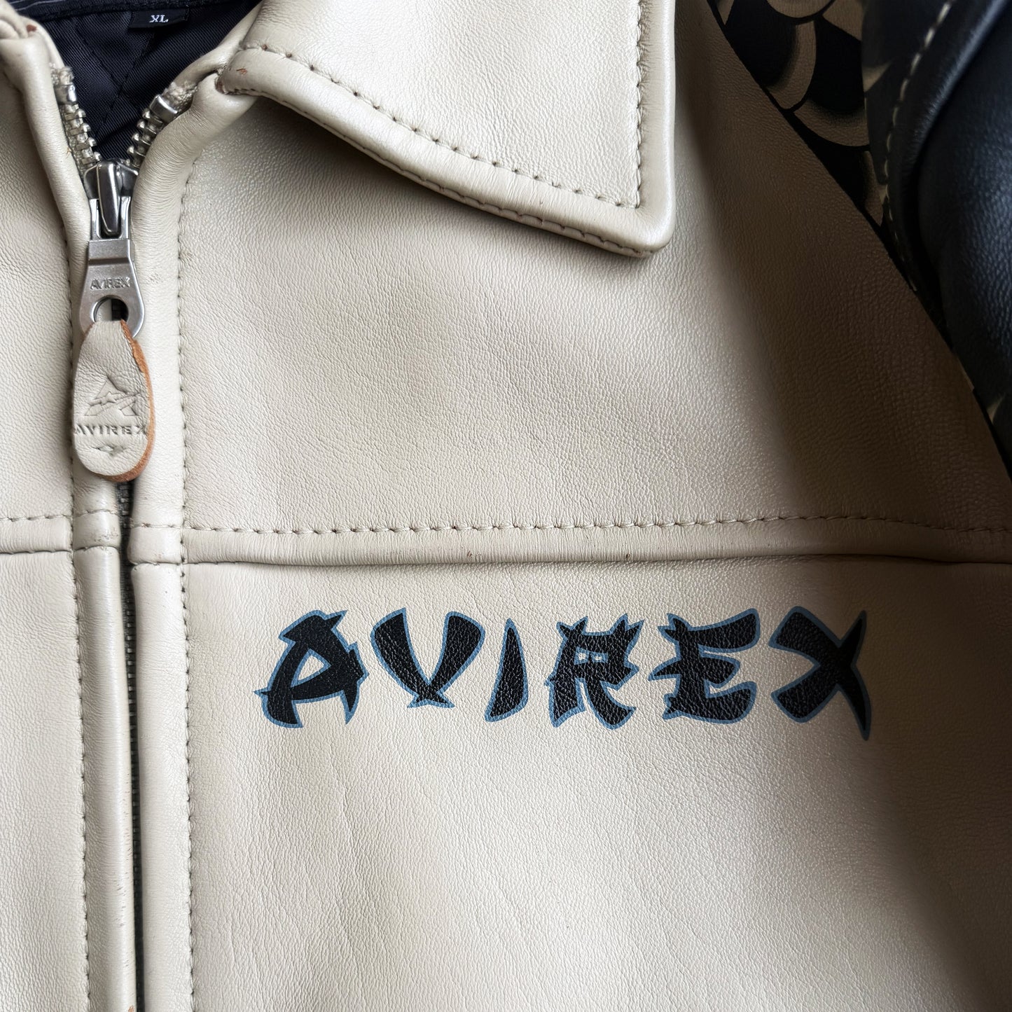Avirex Hand Painted Snake & Dragon Leather Jacket - XL