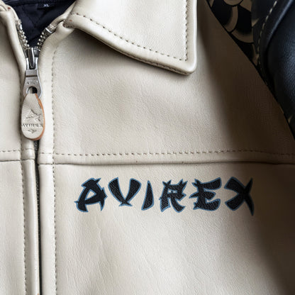 Avirex Hand Painted Snake & Dragon Leather Jacket - XL