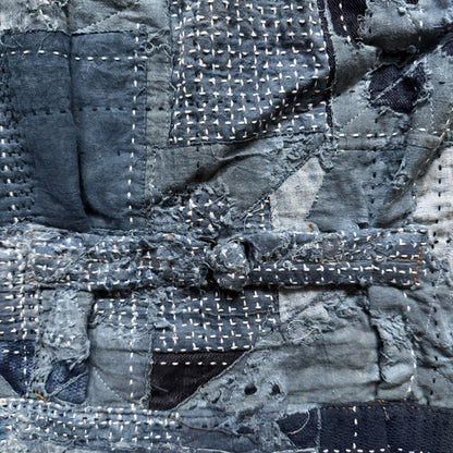 Indigo Boro Sashiko Distressed Denim Trucker Jacket - XL