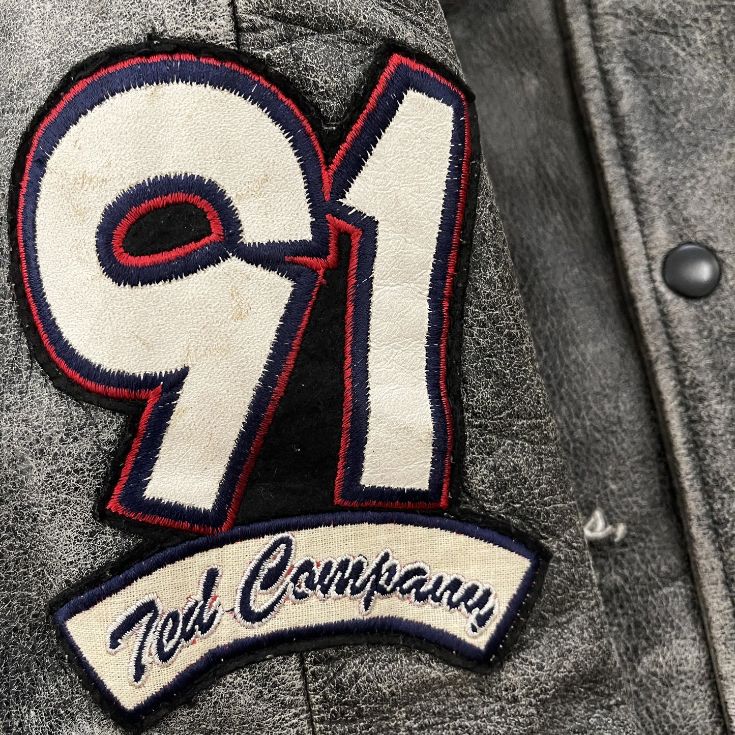 Tedman's Acid Wash Leather Varsity Jacket - L