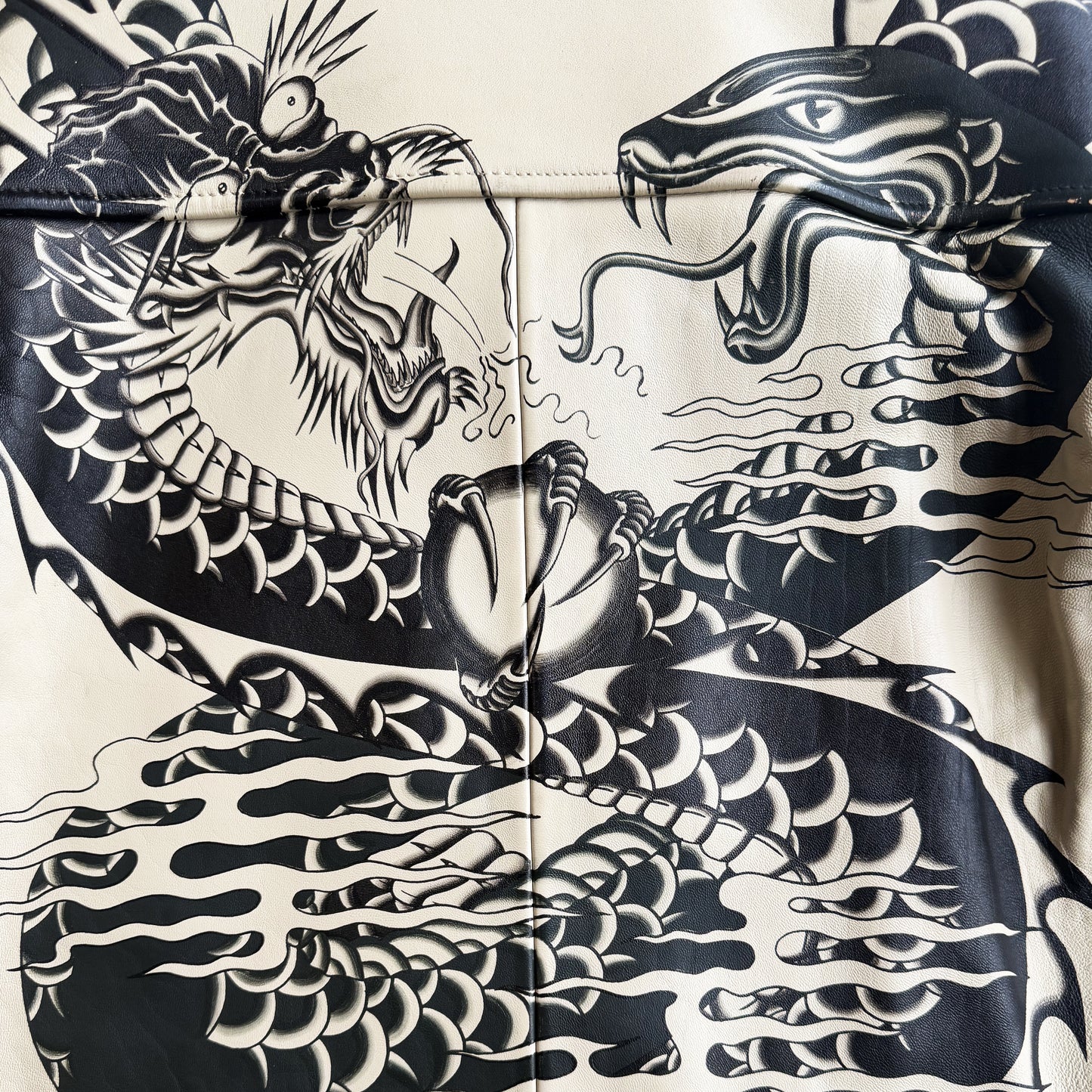 Avirex Hand Painted Snake & Dragon Leather Jacket - XL