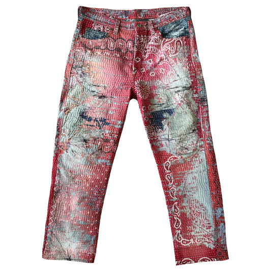 Boro Bandana Sashiko Distressed Jeans - W32"