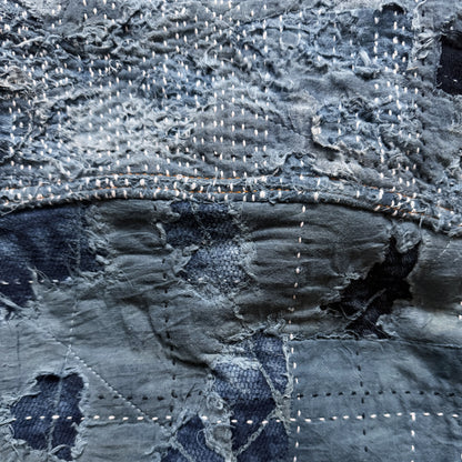 Indigo Boro Sashiko Distressed Denim Trucker Jacket - XL