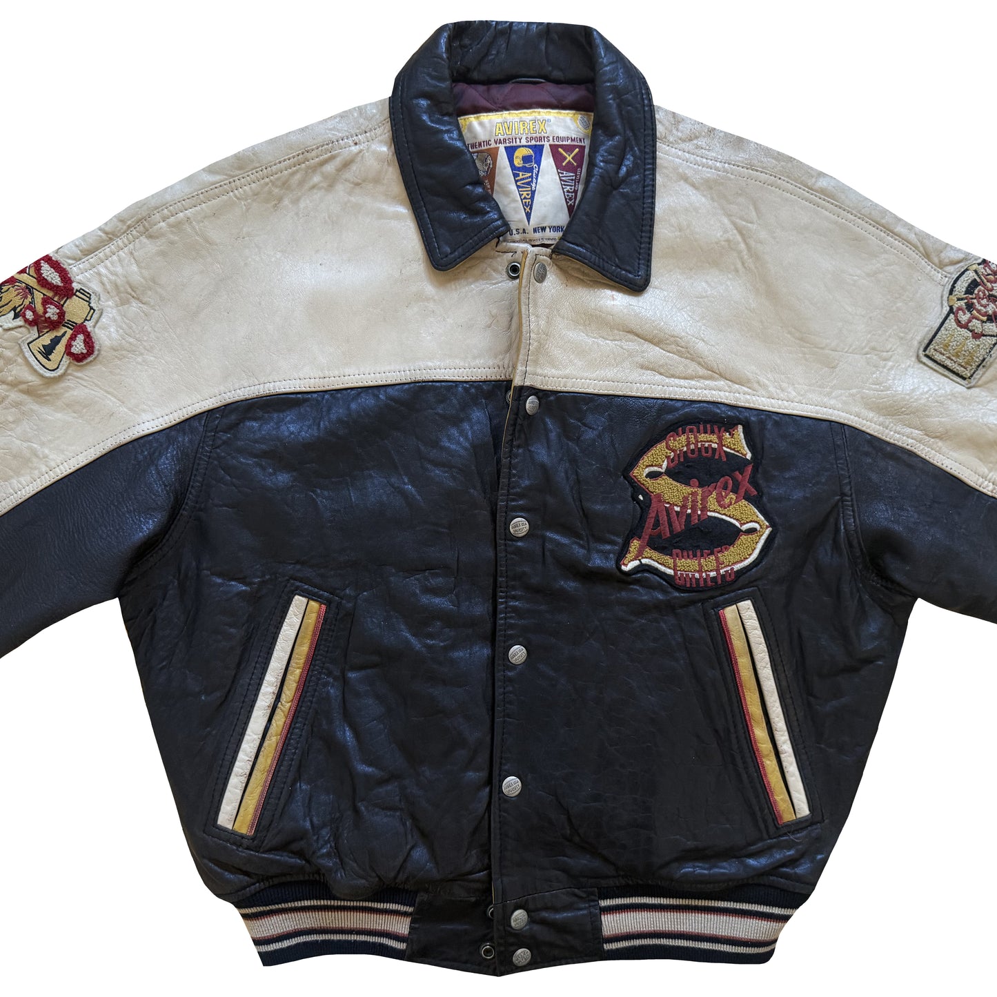 Avirex 'Sioux Chiefs' Leather Varsity Jacket - M