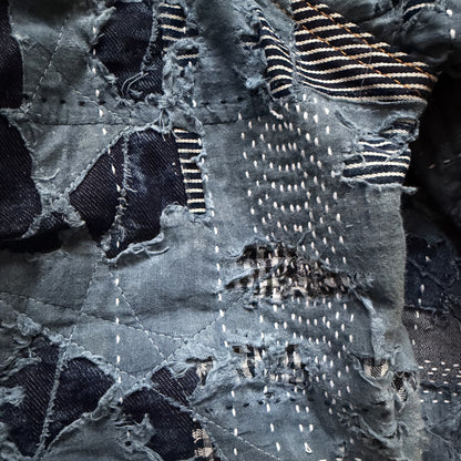 Indigo Boro Sashiko Distressed Denim Trucker Jacket - XL