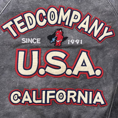 Tedman's Acid Wash Leather Varsity Jacket - L