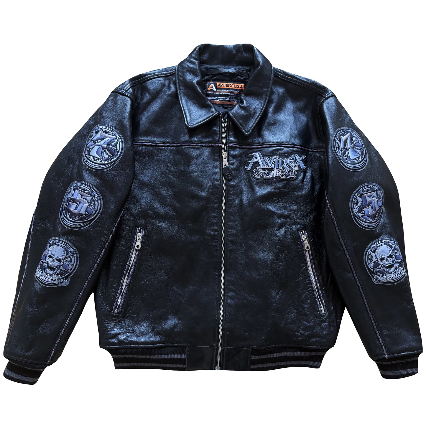 Avirex 'Rides & Rims' Leather Varsity Jacket - L