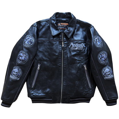 Avirex 'Rides & Rims' Leather Varsity Jacket - L