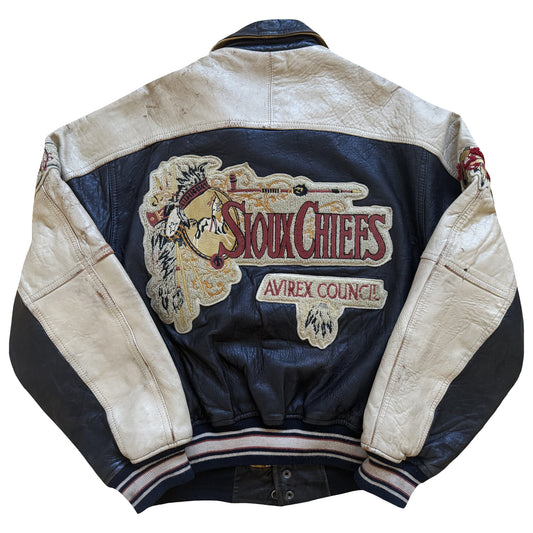 Avirex 'Sioux Chiefs' Leather Varsity Jacket - M