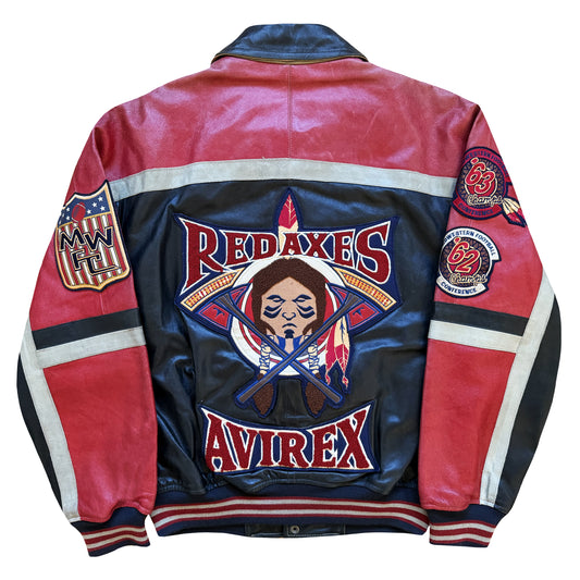 Avirex 'Red Axes' Leather Varsity Jacket - S