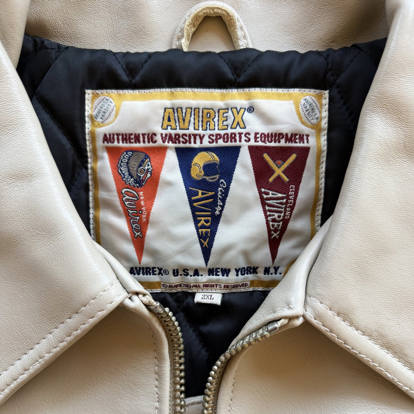 Avirex USA 'Icon' Leather Varsity Jacket - XL