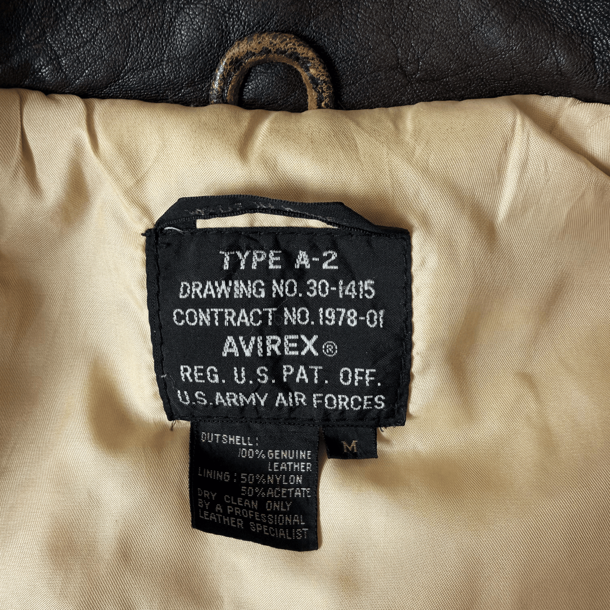 Avirex 'My Aim Is True' 1989 A2 Leather Flight Jacket - M / L