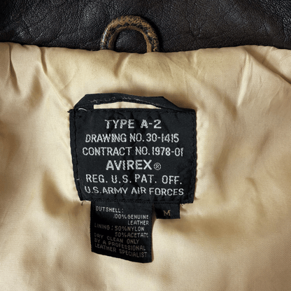 Avirex 'My Aim Is True' 1989 A2 Leather Flight Jacket - M / L