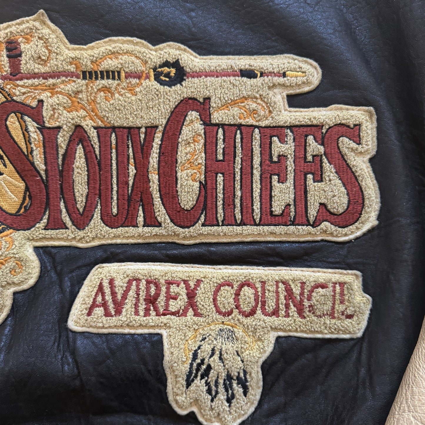 Avirex 'Sioux Chiefs' Leather Varsity Jacket - M