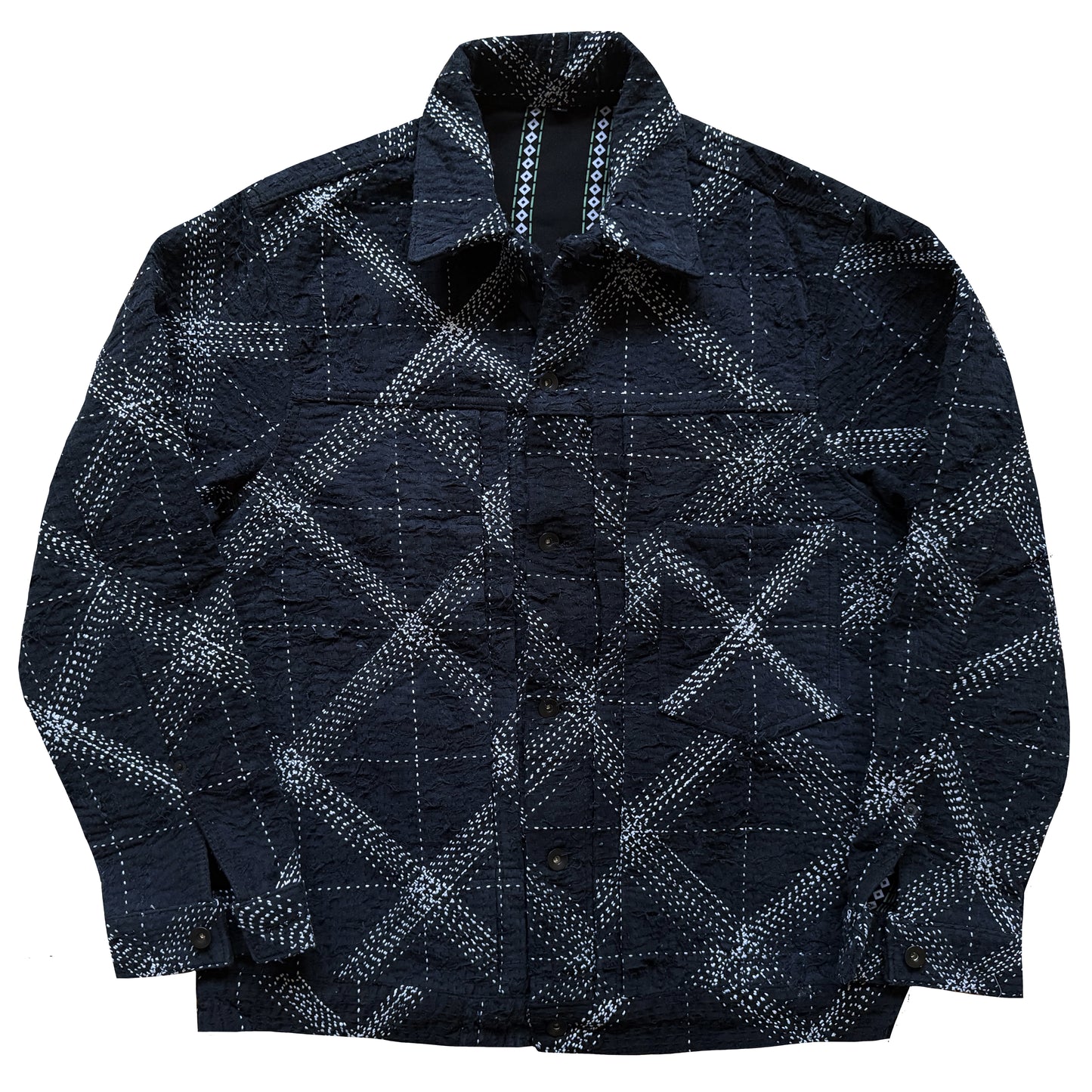 Boro Sashiko Distressed Denim Trucker Jacket - XL