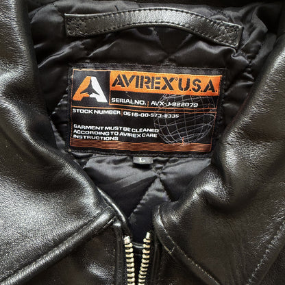 Avirex 'Rides & Rims' Leather Varsity Jacket - L