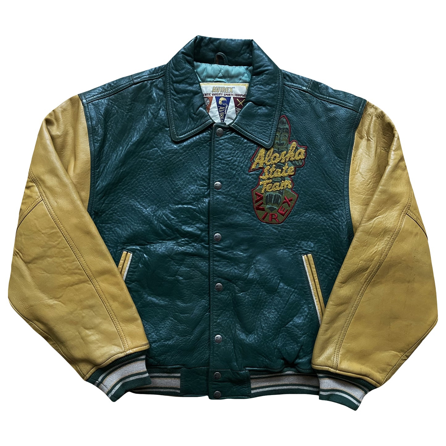 Avirex 'Alaskan Wild Bears' Leather Varsity Jacket - M
