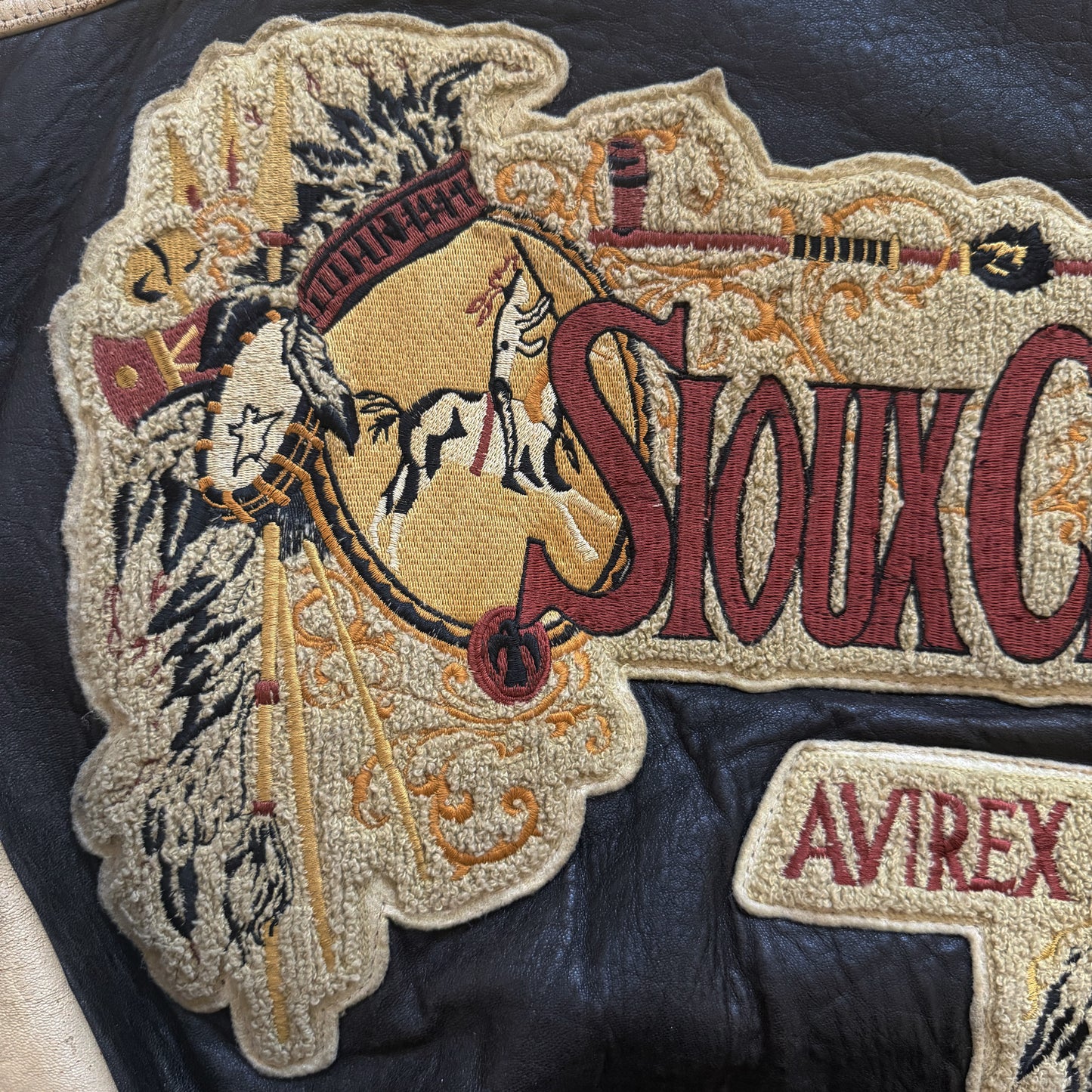 Avirex 'Sioux Chiefs' Leather Varsity Jacket - M