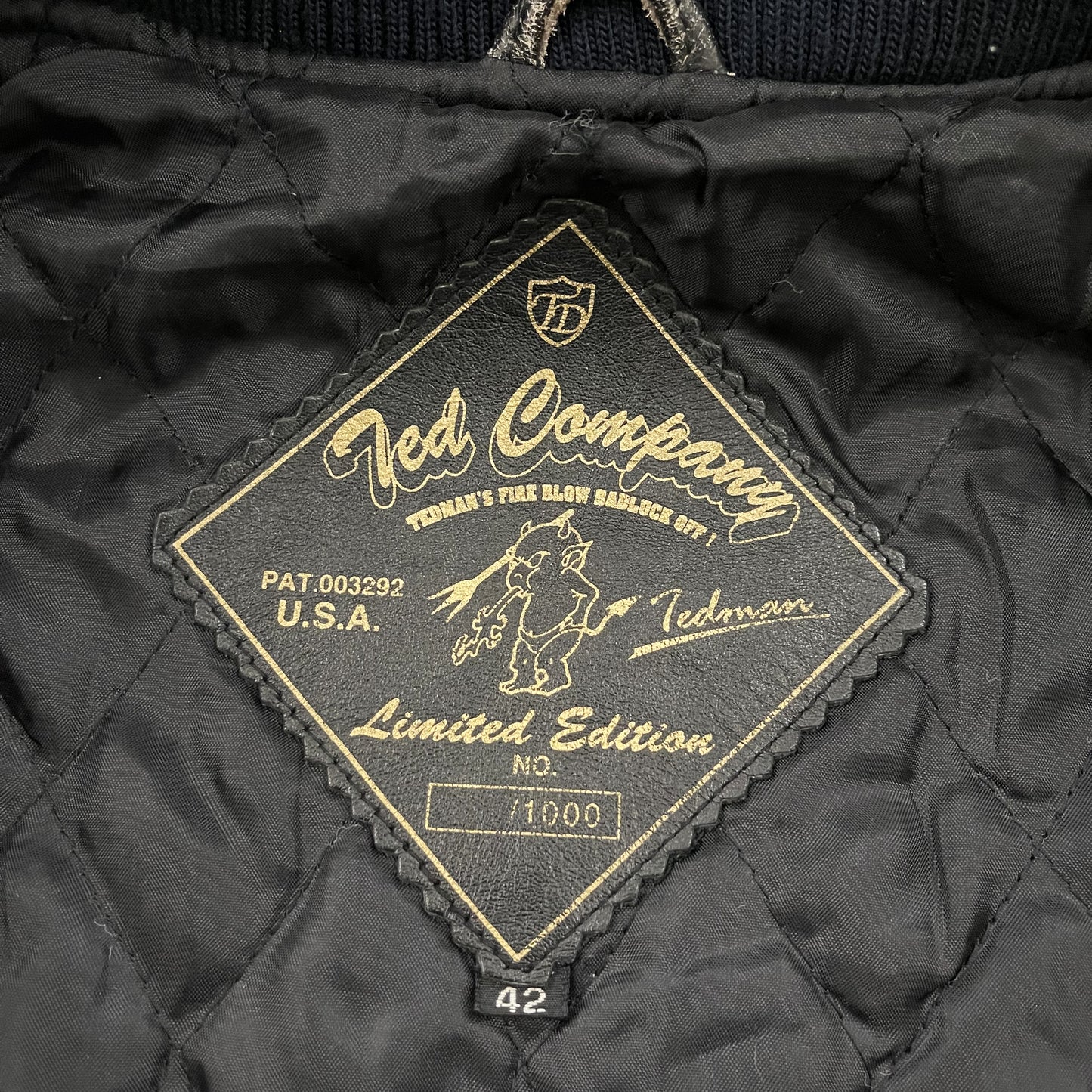 Tedman's Acid Wash Leather Varsity Jacket - L