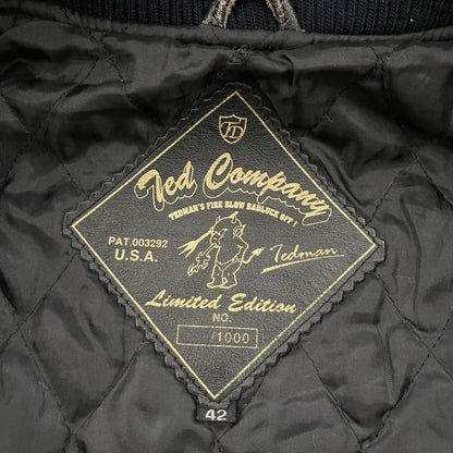 Tedman's Acid Wash Leather Varsity Jacket - L