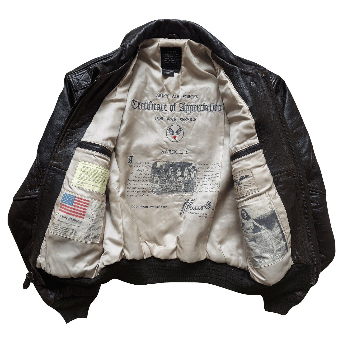Avirex 'Wild Child' 1987 A2 Leather Flight Jacket - S / M