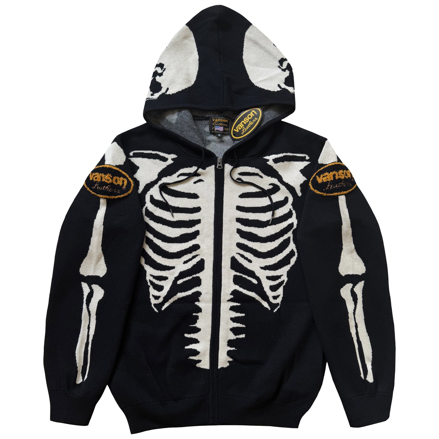 Vanson Leathers 14G Knitted Skeleton Hoodie - M